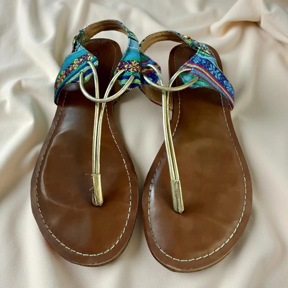 Carlos Santana Blue and Gold Women's Sandals